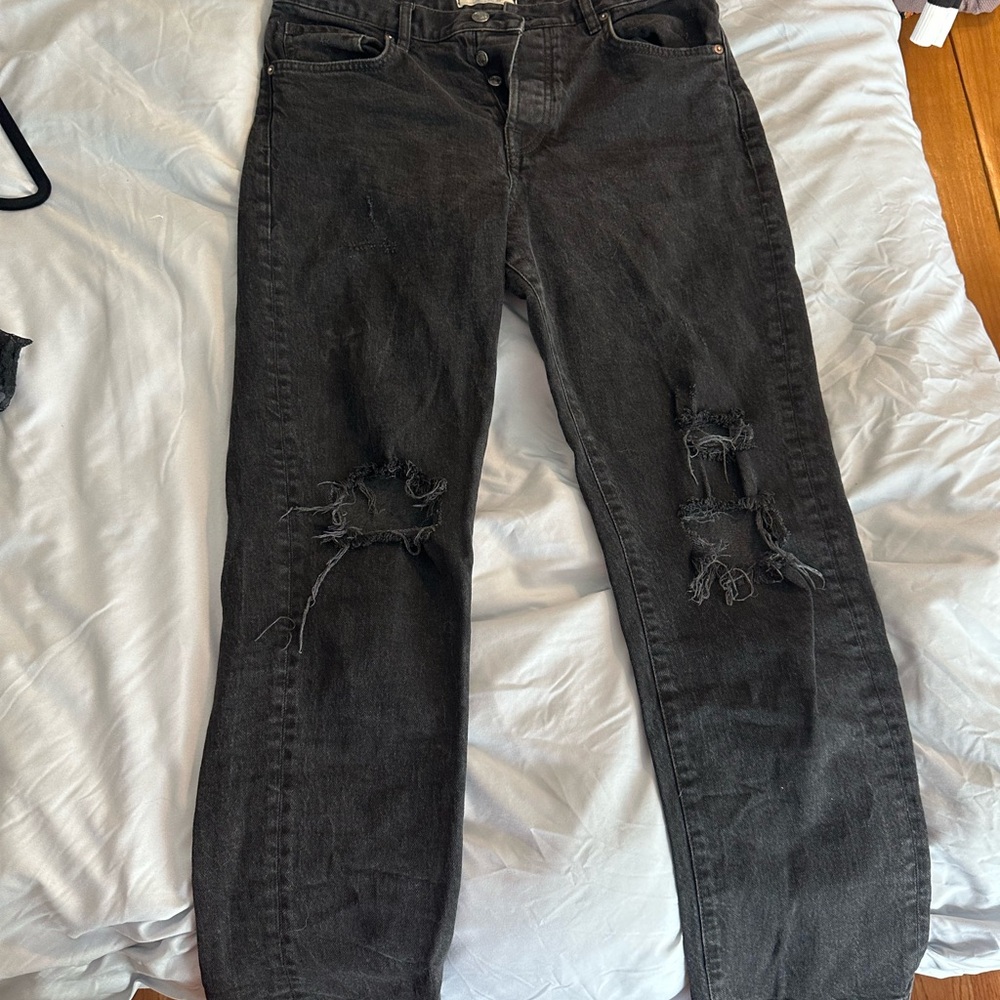 Free People Black Straight Leg Jeans